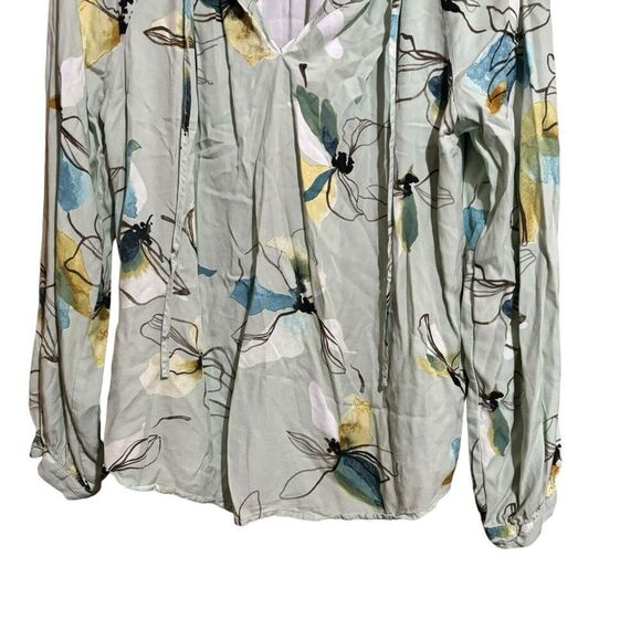 A New Day Top Womens Large Multicolor Floral Abstract Print Long Sleeve Blouse - Picture 4 of 9